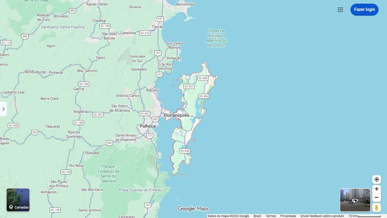 Mapa do Google Maps de Florianópolis, Santa Catarina