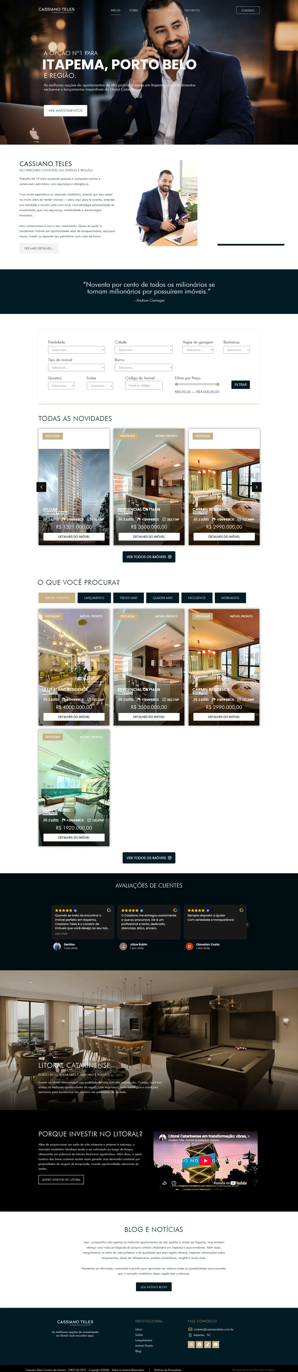 Site multipágina real desenvolvido para Cassiano Teles